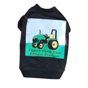 Zack & Zoey Dog Black T-shirt I Chase Tractors Graphic Print Size X-SMALL NWOT